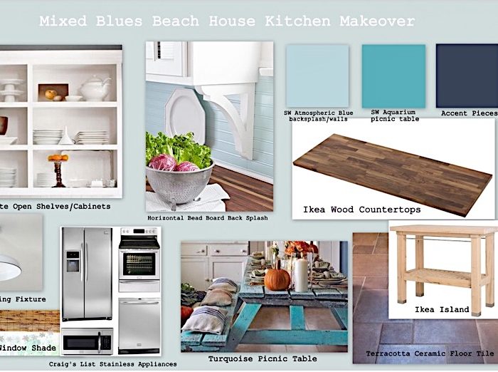 Mixing Blues in a Beach House Kitchen Makeover