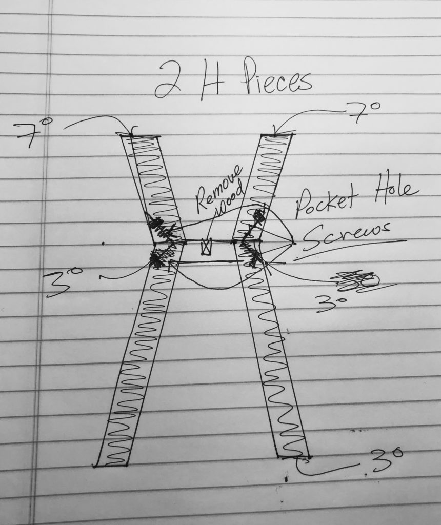 sketch for building a mid century modern style tall wood plant stand