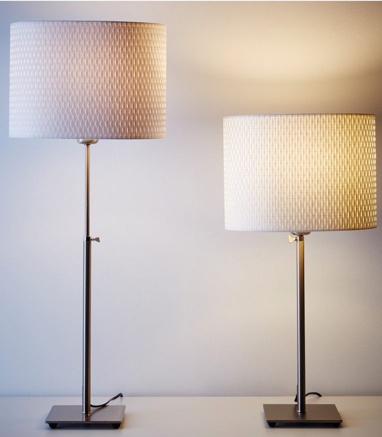 matching ikea adjustable height lamps with white basket weave shades