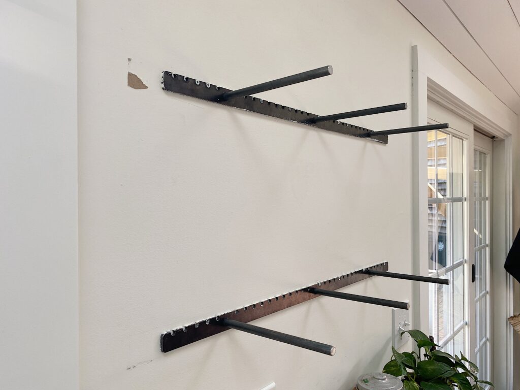 steel rod supports for floating shelves