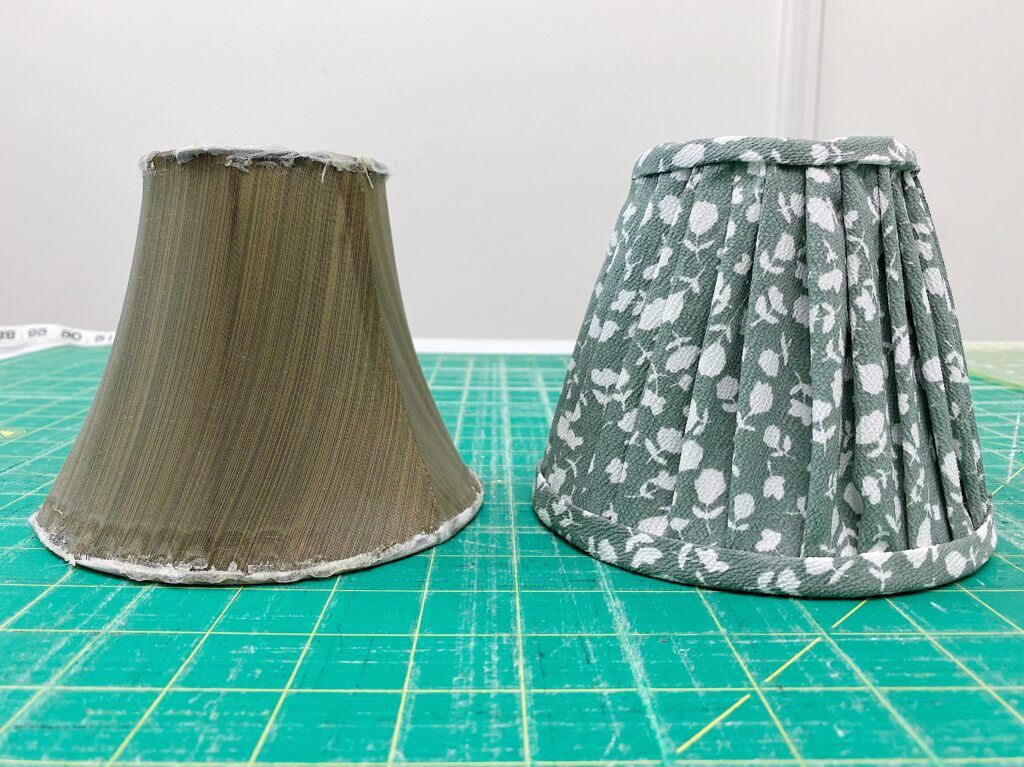 before and after pleated fabric lampshade